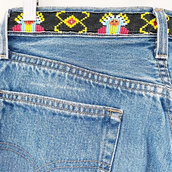 Exceptionally Rare 90s Vintage Upcycled Beaded Jeans ASO Rachel Green in Friends - Picture 14 of 15